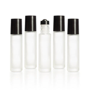 10 ml White Frosted Bottles with Leak Guard™ Rollers (Pack of 5) - Your Oil Tools