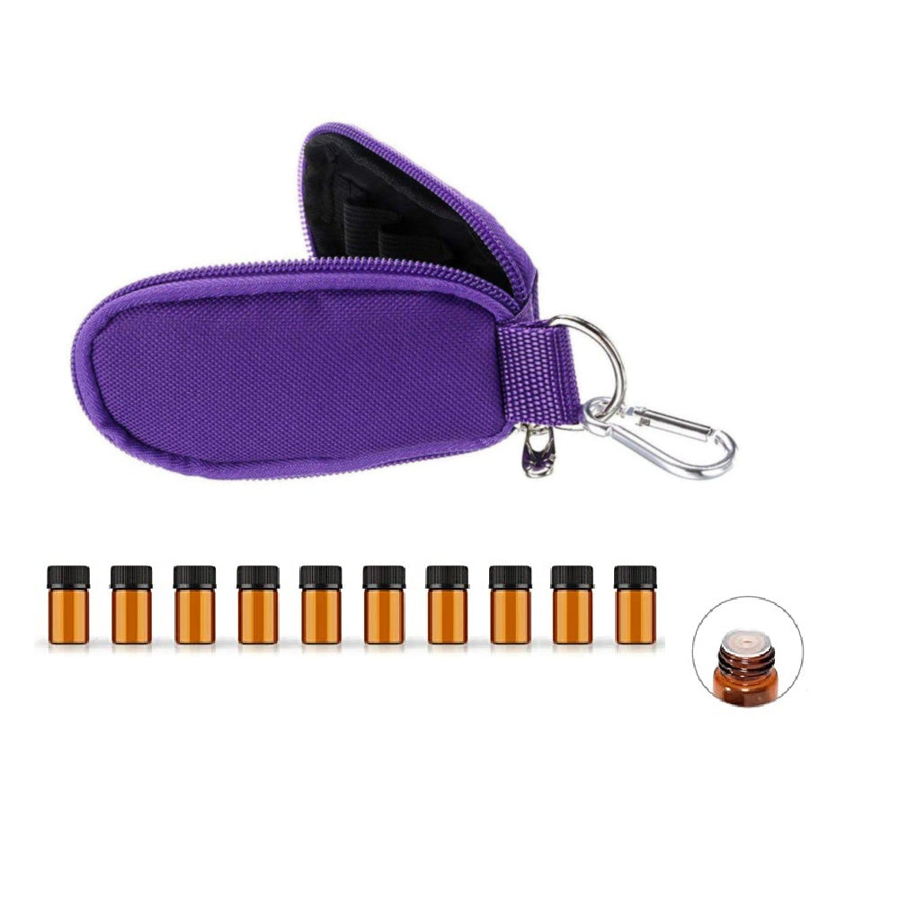 Neoprene Sample Vial Key Chain & 10 Drams (Purple) - Essential Oil Magic 