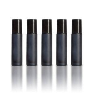 10 ml Black Frosted Bottles with Leak Guard™ Rollers (Pack of 5) - Your Oil Tools