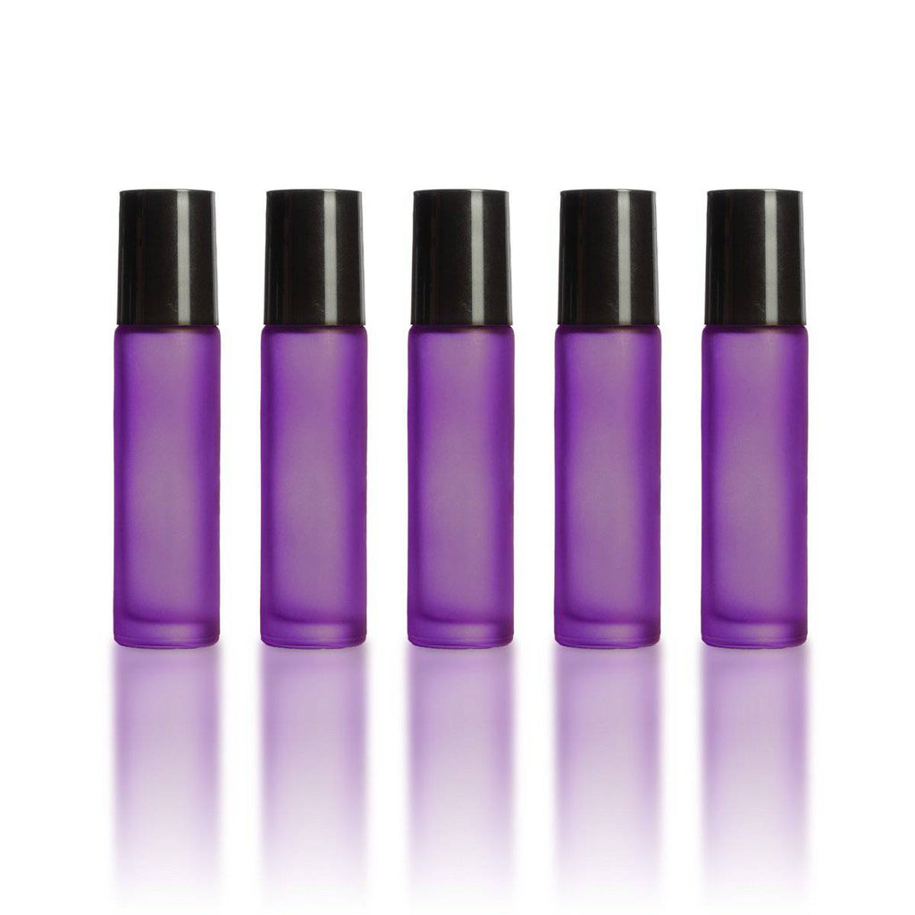 10 ml Purple Frosted Bottles with Leak Guard™ Rollers (Pack of 5) - Your Oil Tools