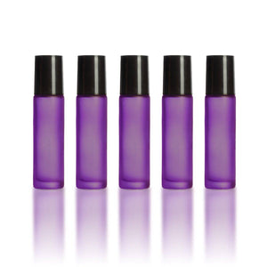 10 ml Purple Frosted Bottles with Leak Guard™ Rollers (Pack of 5) - Your Oil Tools