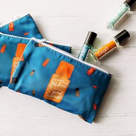 Essential Oil Storage Pounch in Blue and Orange. Essential oil storage.