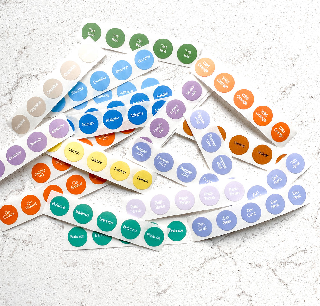 Circle labels perfect for samples + bottle tops. - Essential Oil Magic 