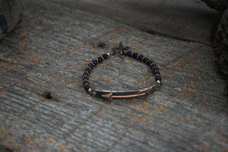 Copper Arrow & Lava Diffuser Bracelet
